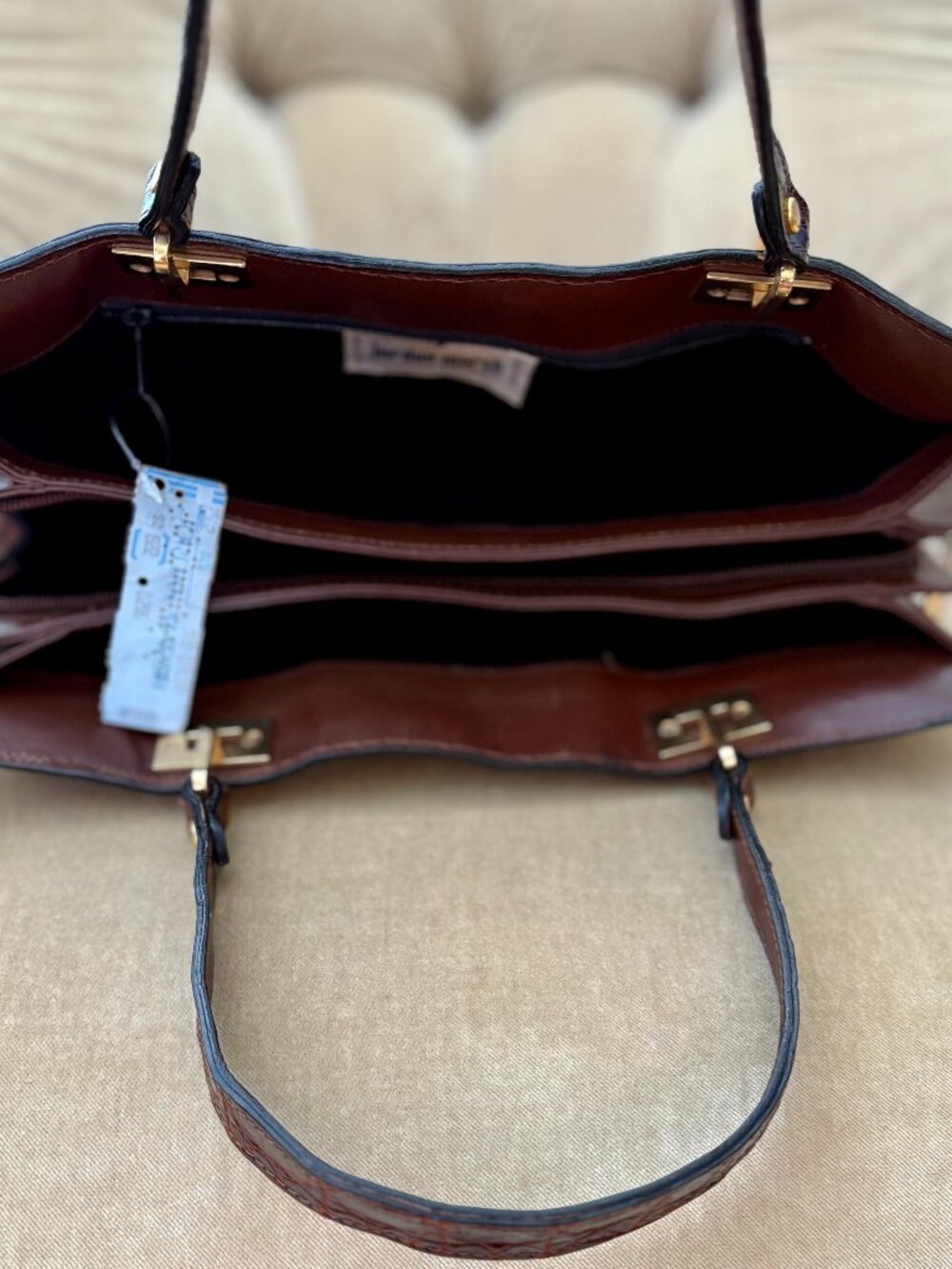 VTG Auth JORDAN MARSH Genuine Crocodile Circa 1960's Luxurious Brown Satchel Bag - Picture 7 of 8
